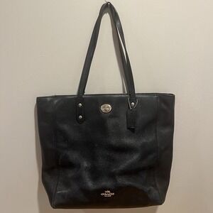 Coach Black Pebble Leather Tote Handbag Style F12184‎